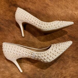 I.N.C. International Concepts Zitah Pearl Embellished Pumps - white/cream 9-1/2